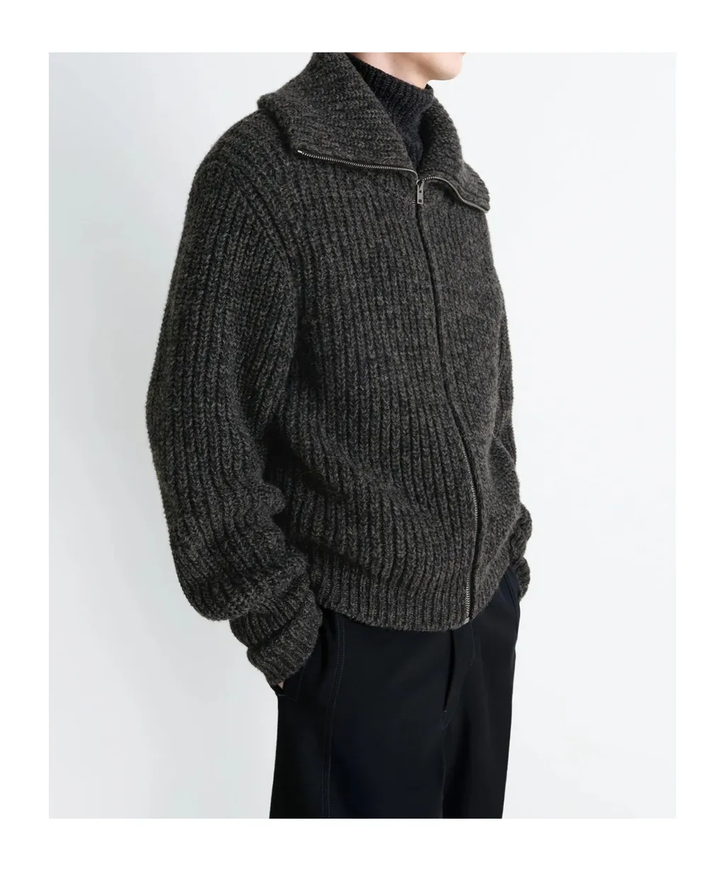 Ribbed Zip-Up Cardigan