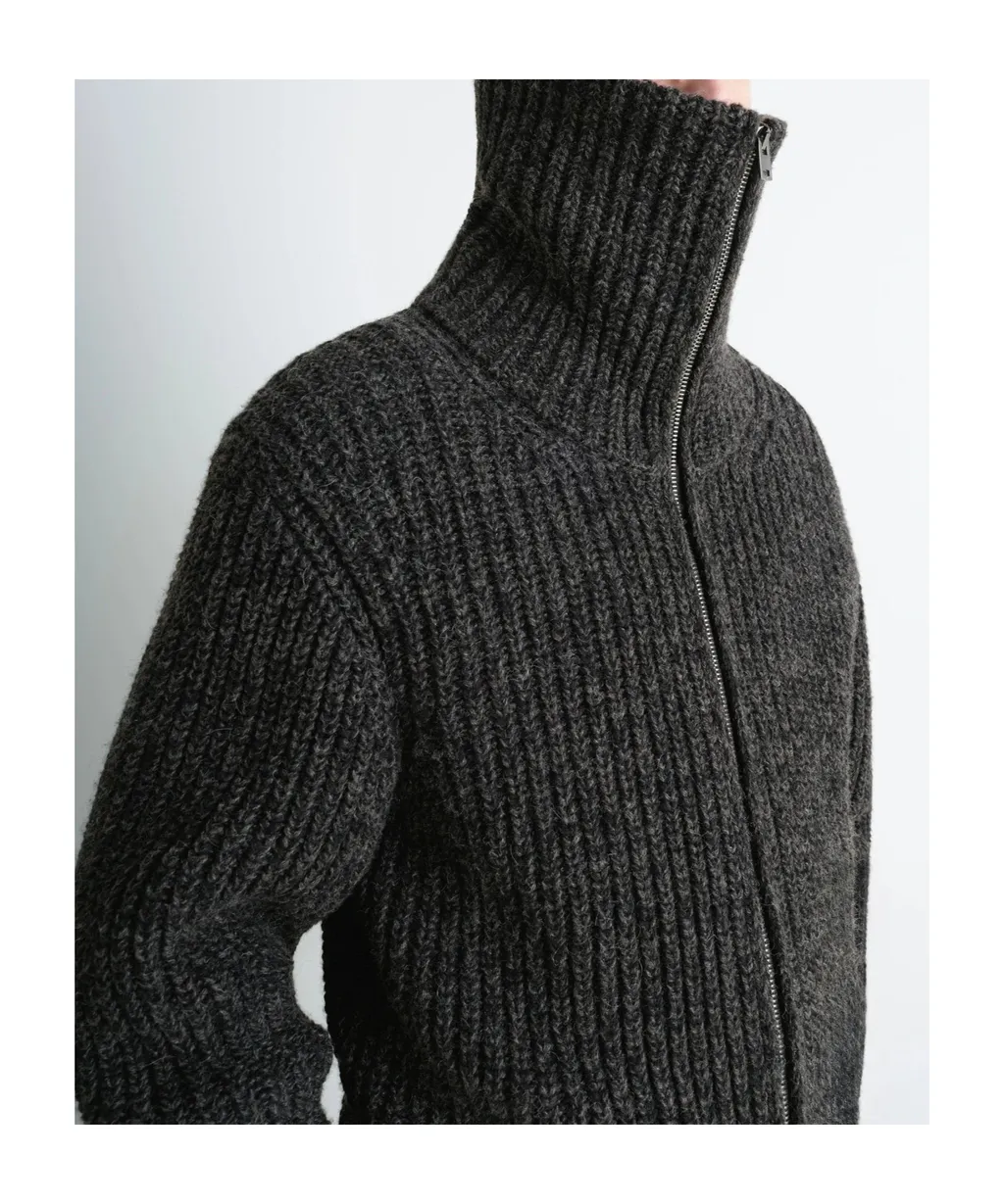 Ribbed Zip-Up Cardigan