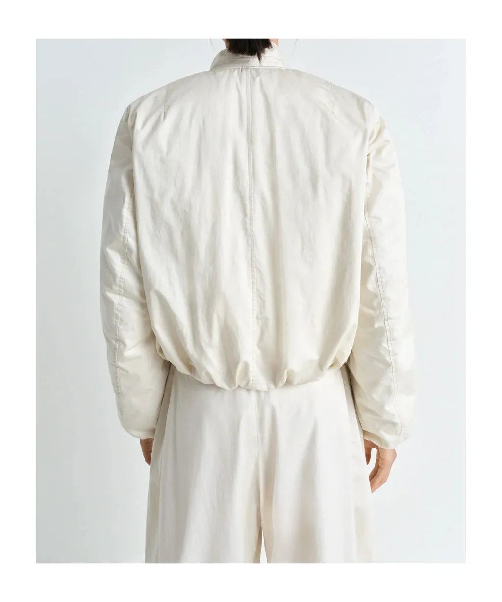 Wadded Collarless Bomber Jacket