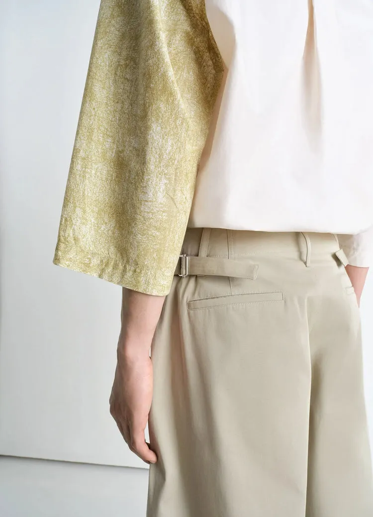 Pleated Wide Leg Chino Pants