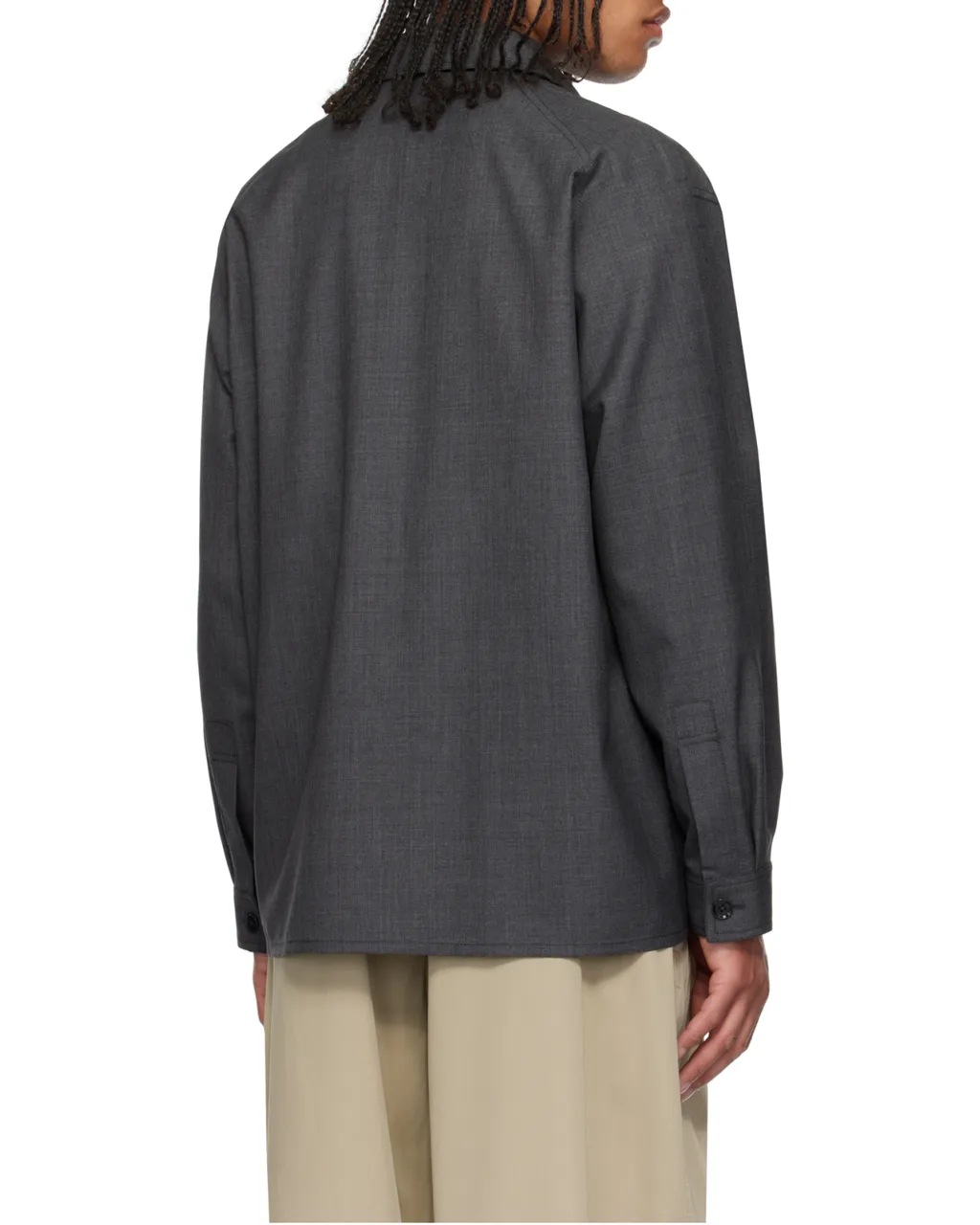 Long-Sleeved Button-Up Tailored Overshirt