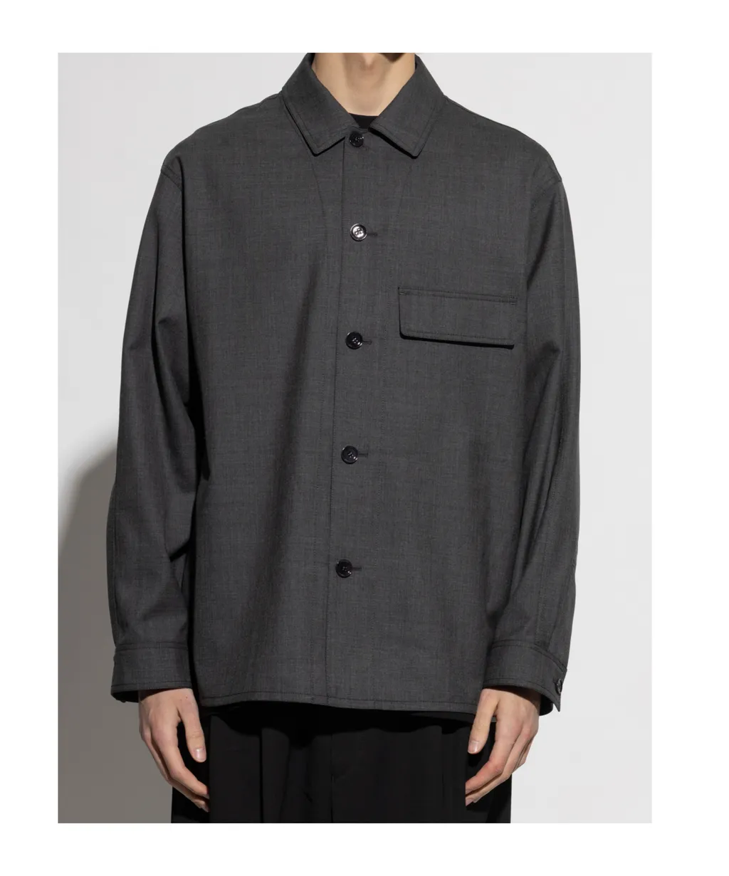 Long-Sleeved Button-Up Tailored Overshirt
