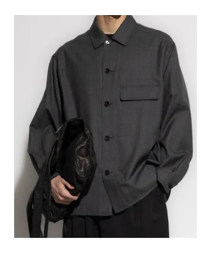 Long-Sleeved Button-Up Tailored Overshirt
