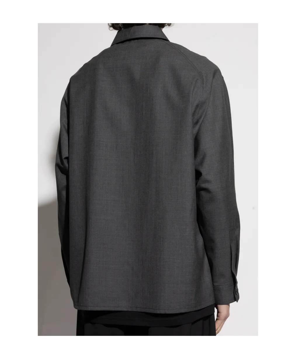 Long-Sleeved Button-Up Tailored Overshirt