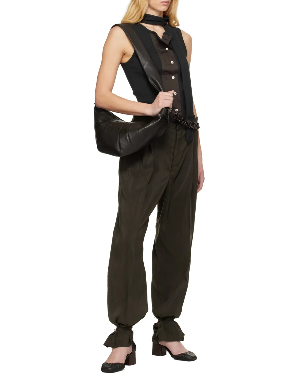Pearls Croissant Medium Zipped Crossbody Bag