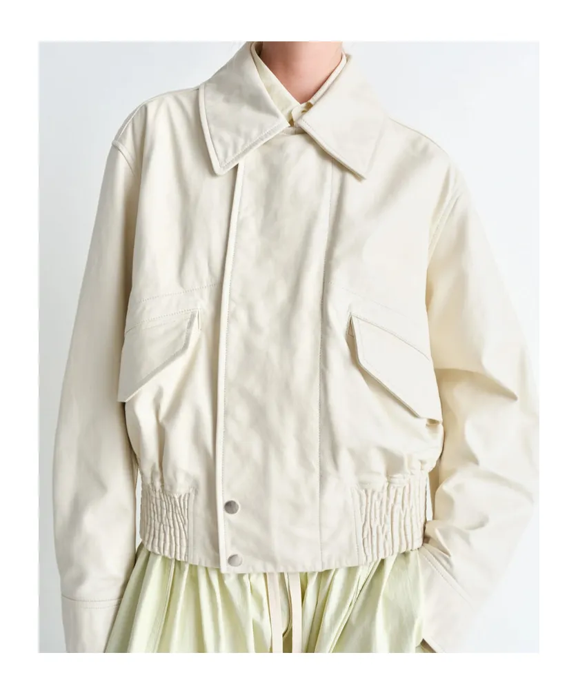 Long-Sleeved Leather Jacket