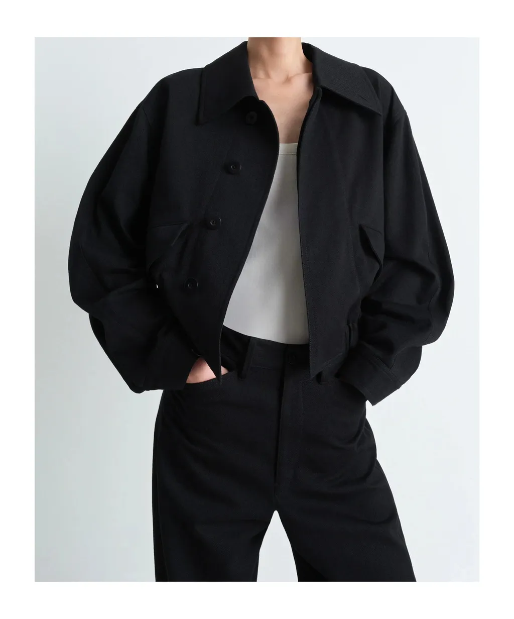 Elasticated Hem Twill Bomber Jacket