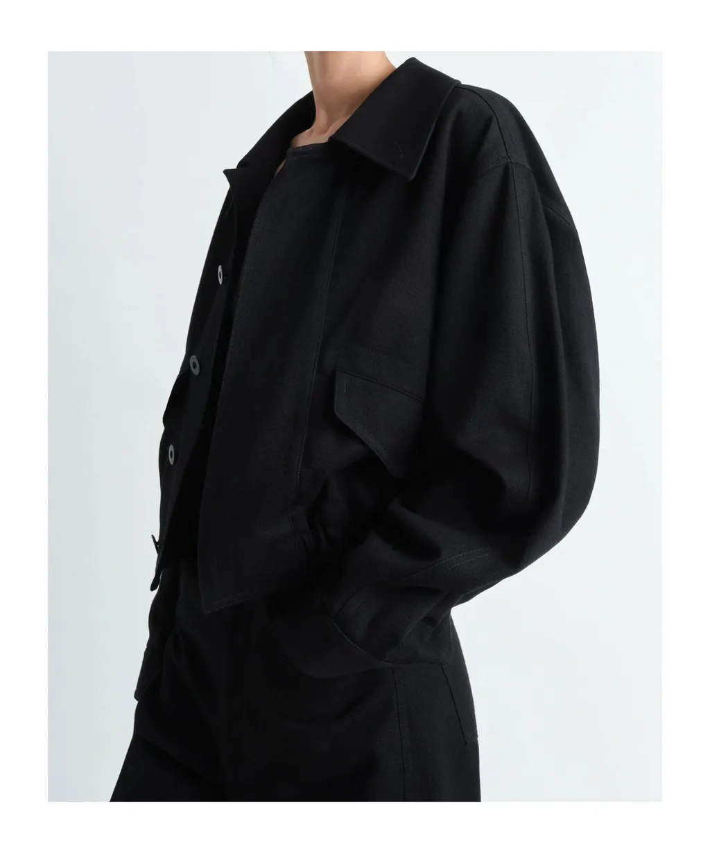 Elasticated Hem Twill Bomber Jacket
