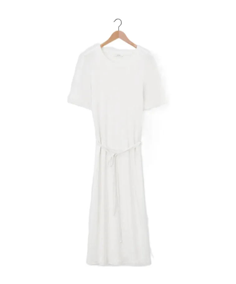 Short Sleeved Belted Maxi Dress