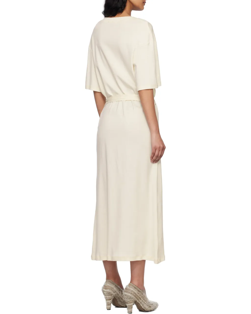 Short Sleeved Belted Maxi Dress