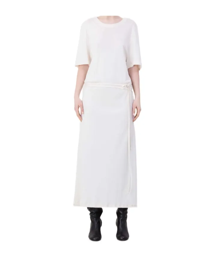 Short Sleeved Belted Maxi Dress