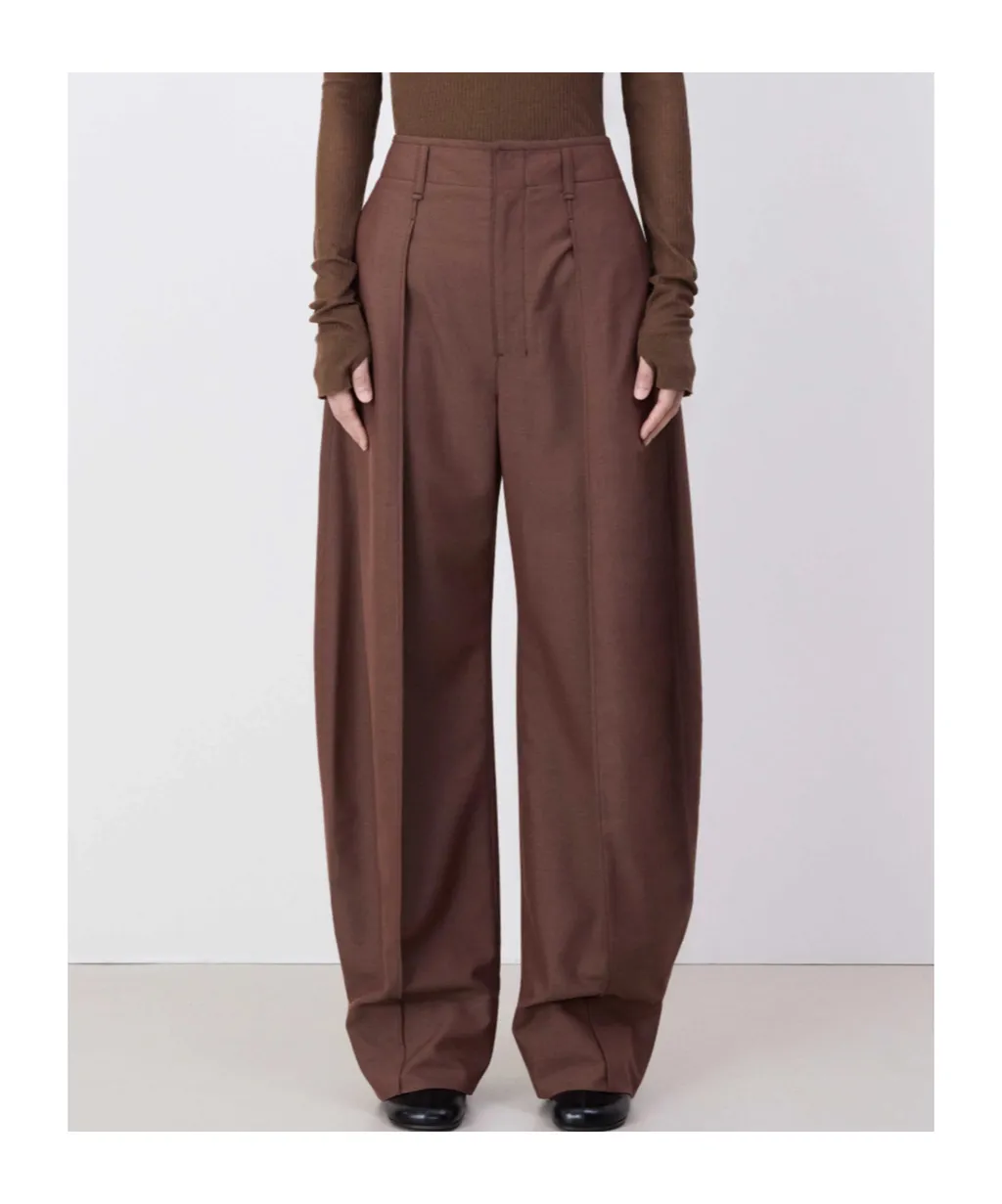 Curved Leg Tailored Trousers
