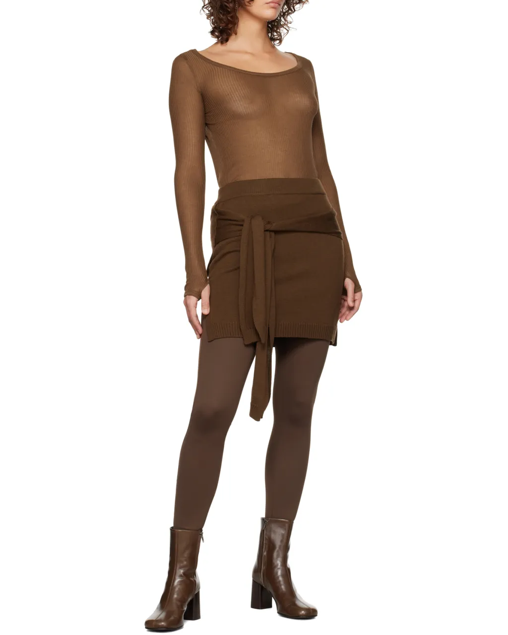 Seamless Crewneck Sheer Top