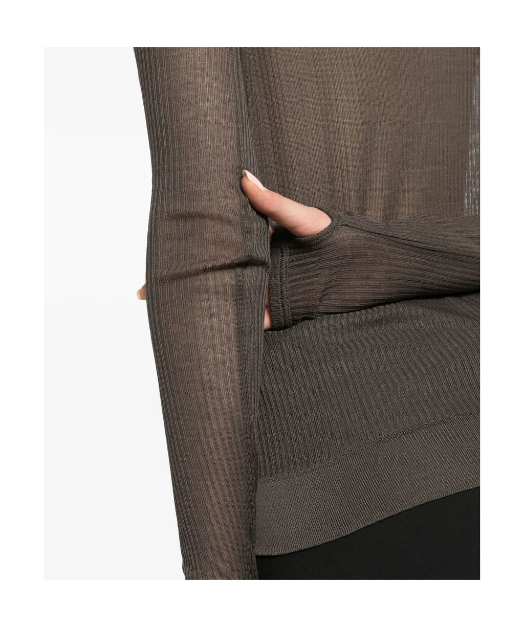 Seamless Crewneck Sheer Top