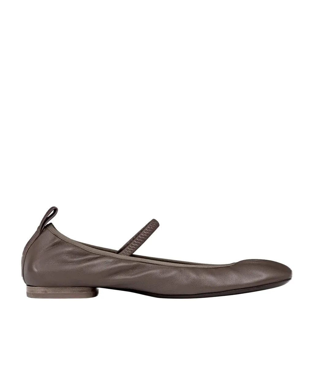 Square-Toe Leather Ballerina Shoes