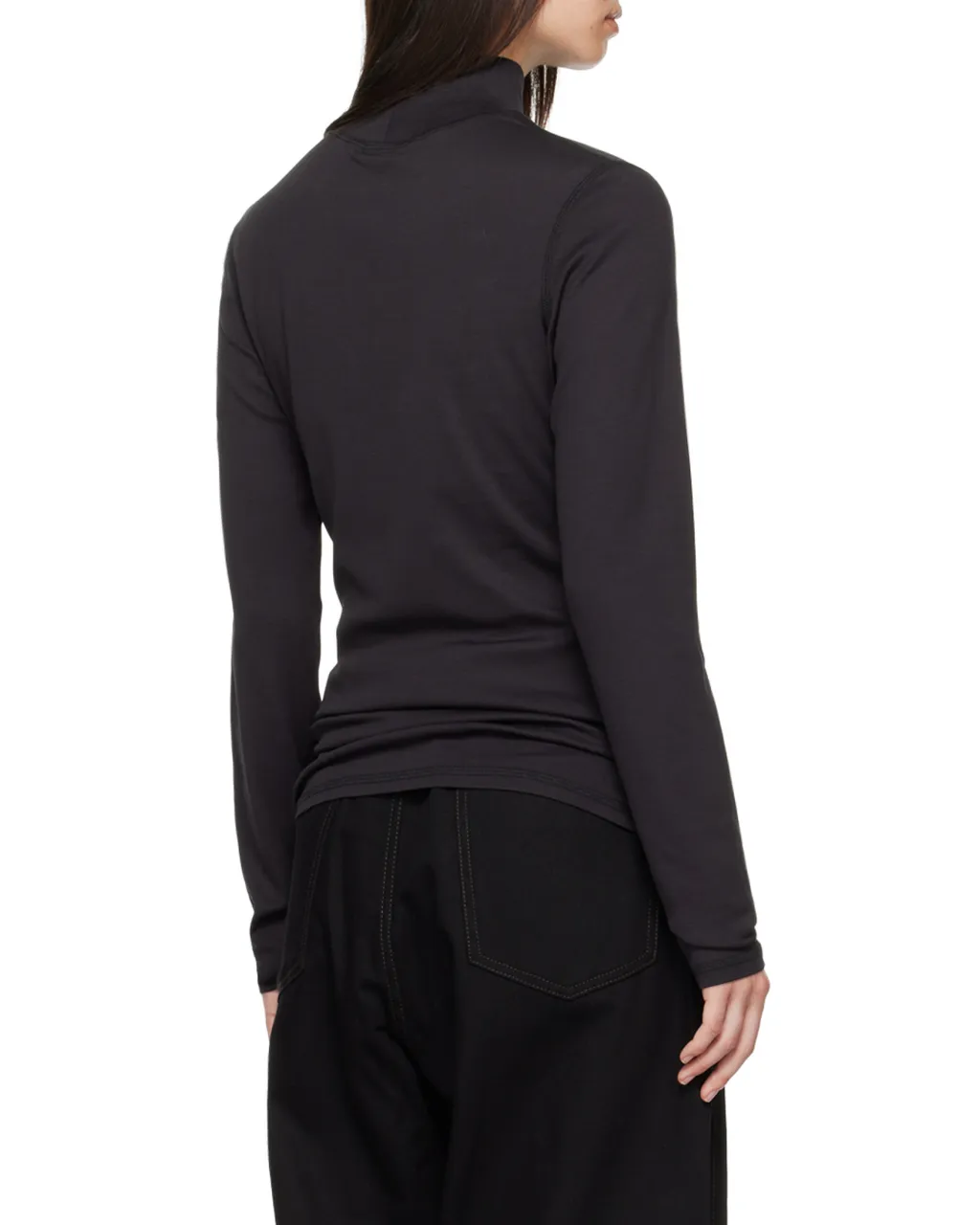 High-Neck Long-Sleeved Ribbed Top