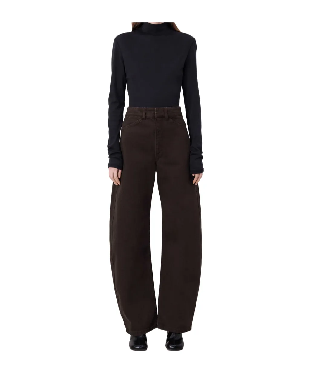 High-Neck Long-Sleeved Ribbed Top