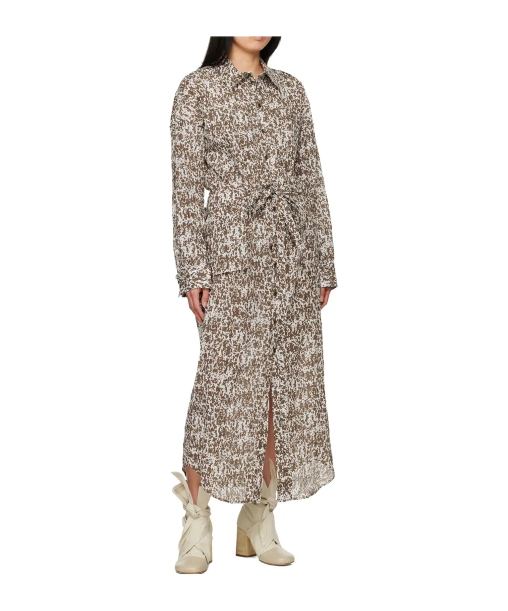 Printed Lapel Dress
