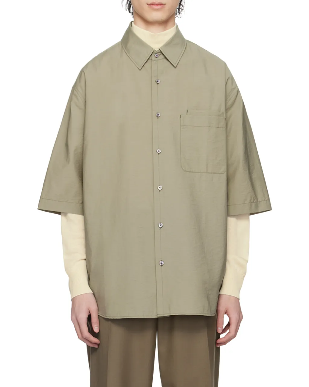 Button-Up Curved Hem Shirt