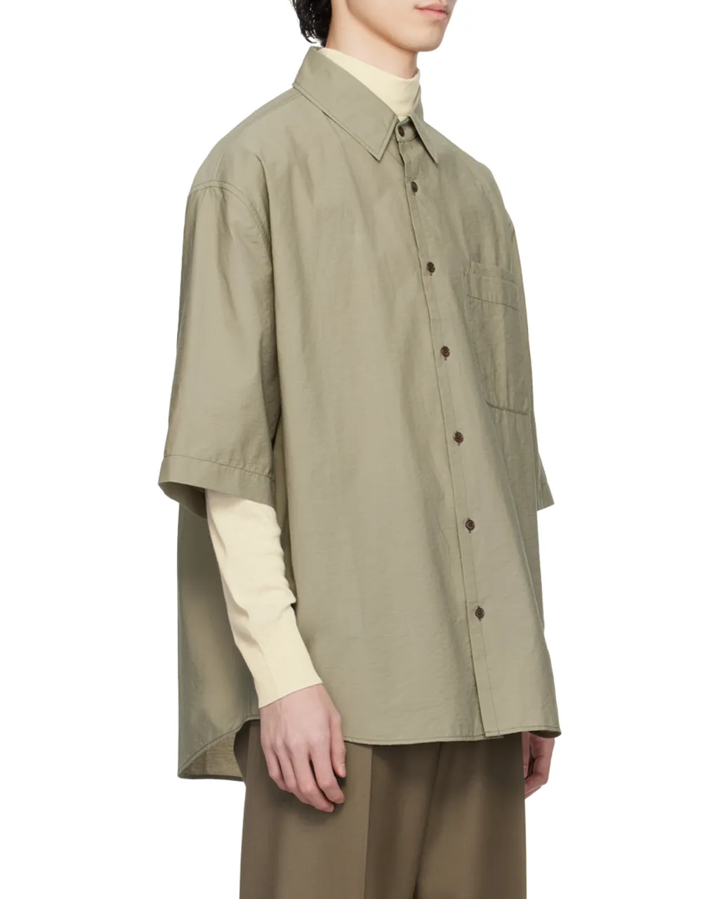 Button-Up Curved Hem Shirt