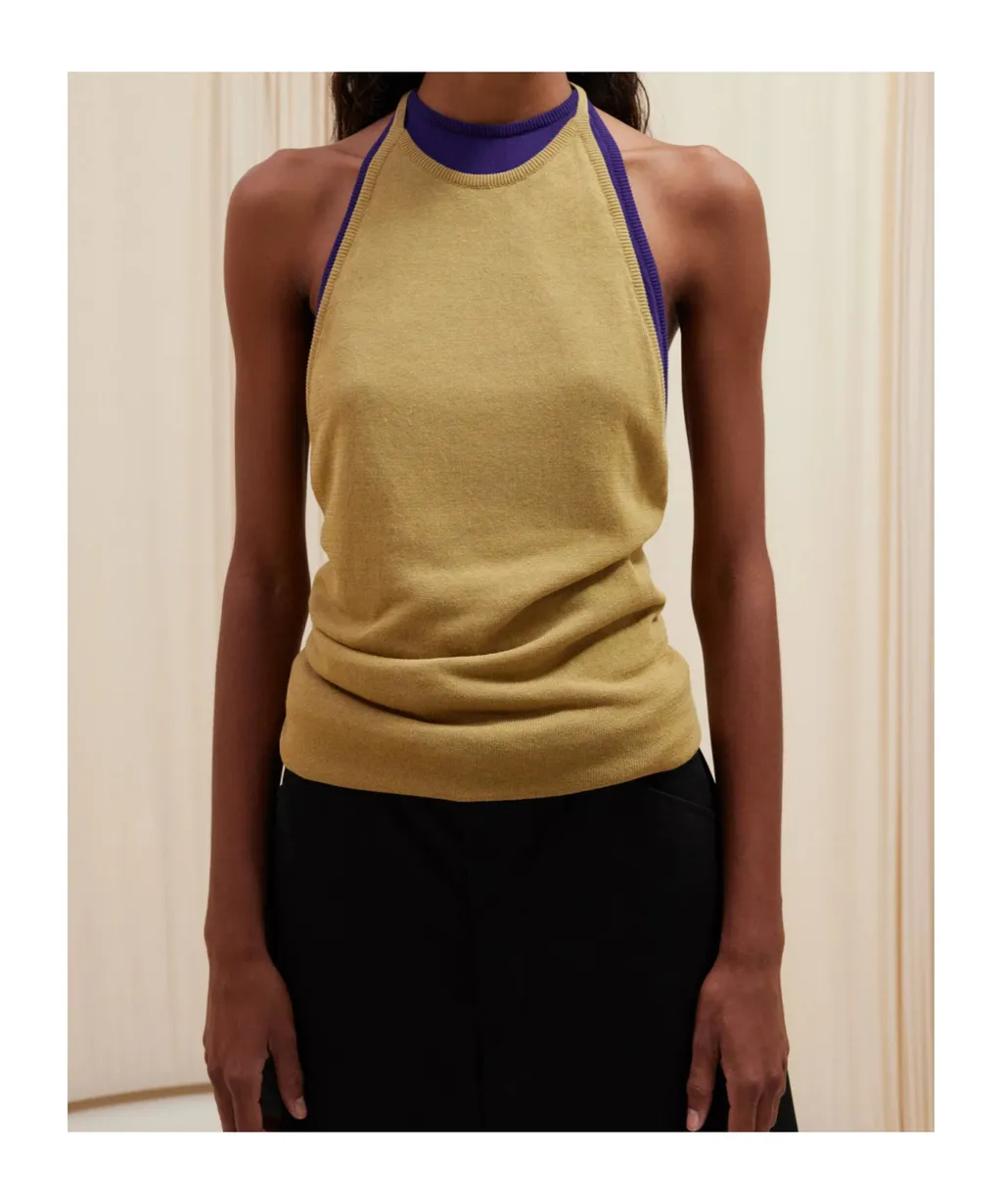 Backless Knitted Neck Vest