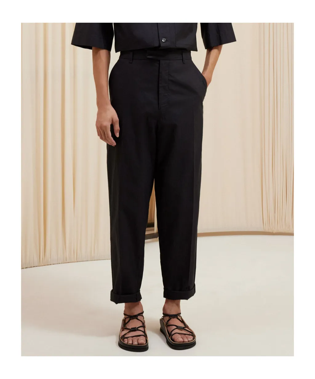 Zipped Tapered Leg Trousers