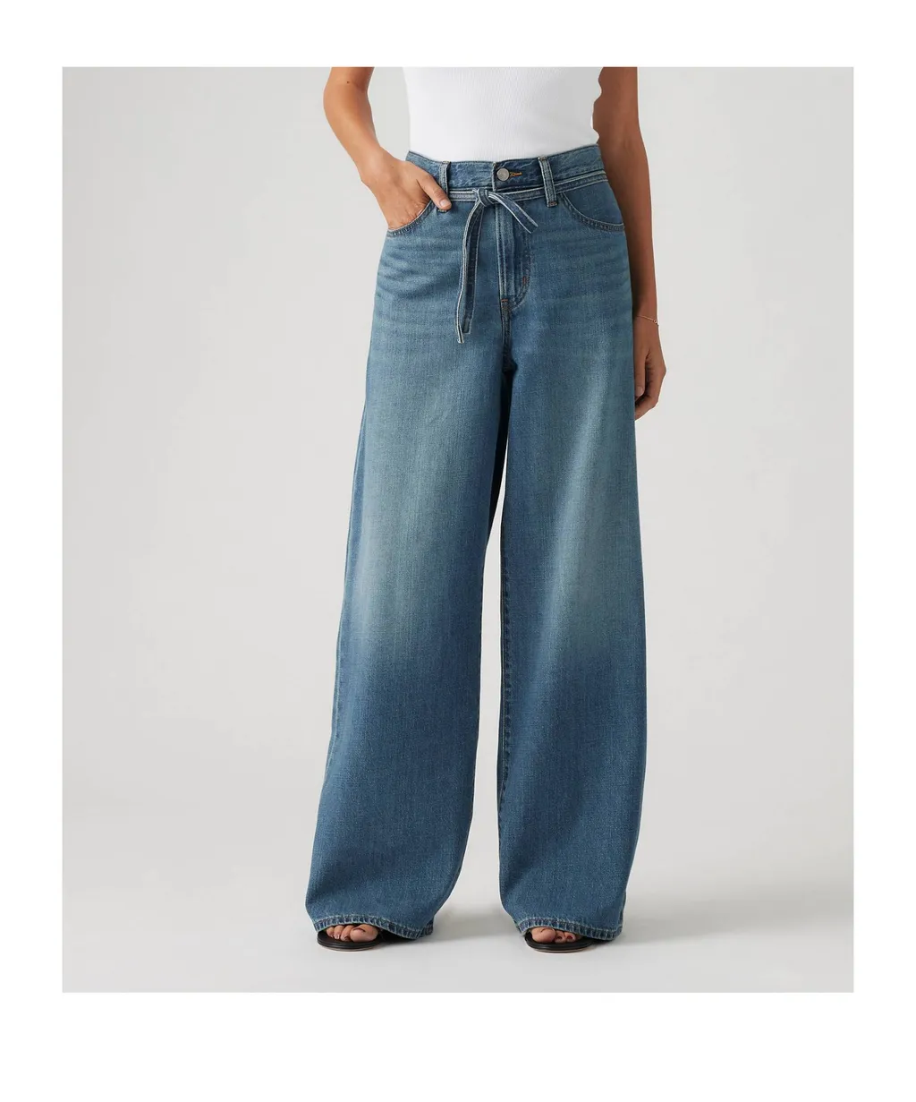 Wide Leg Tie Waist Jeans