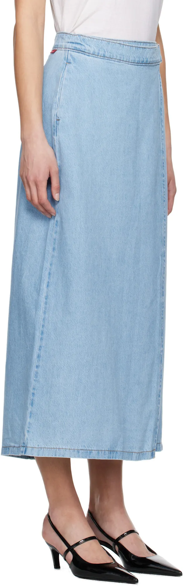 Column Wrap Denim Skirt