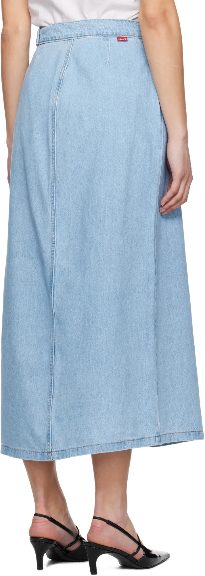 Column Wrap Denim Skirt