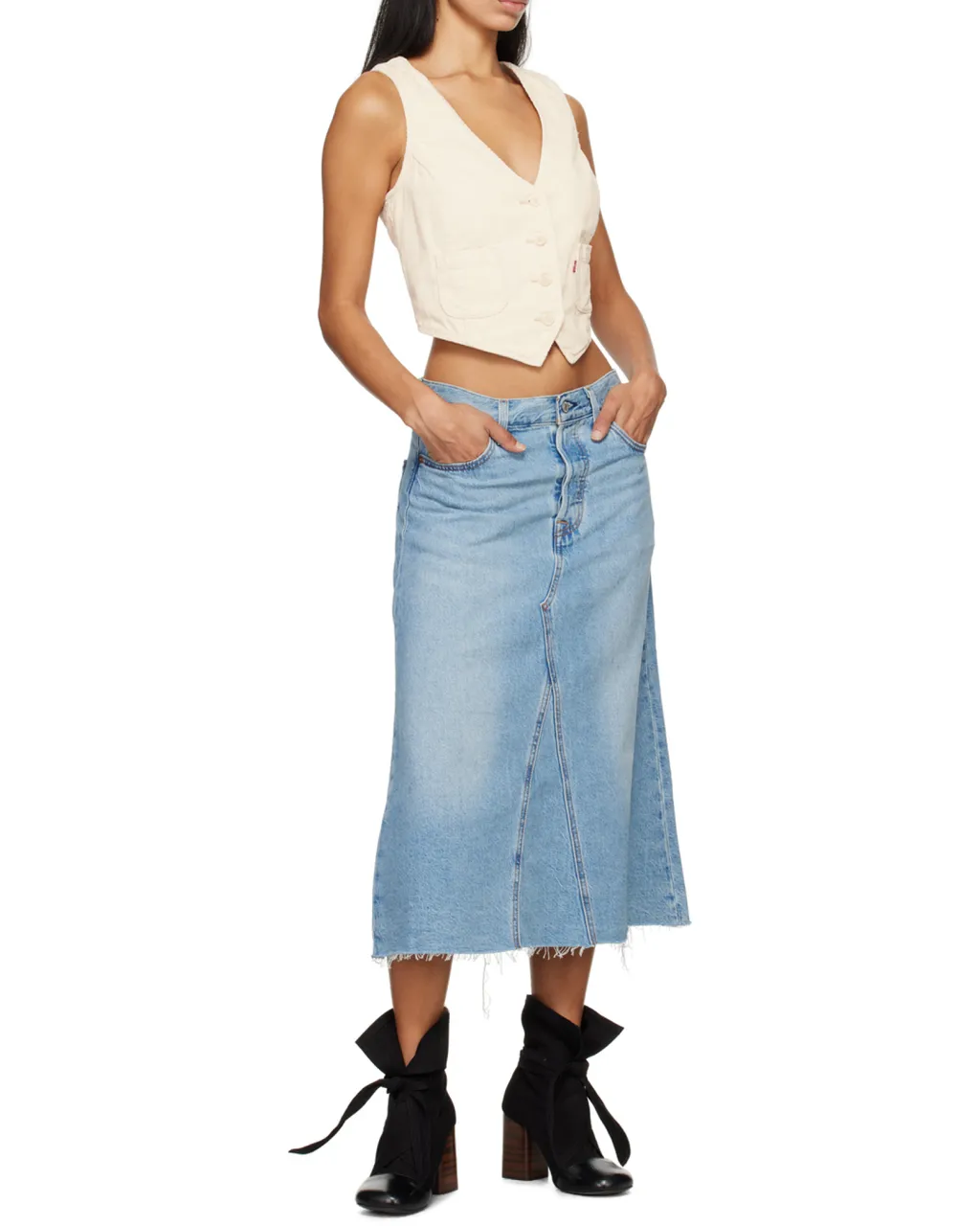 Denim Skirt With Belt Loops