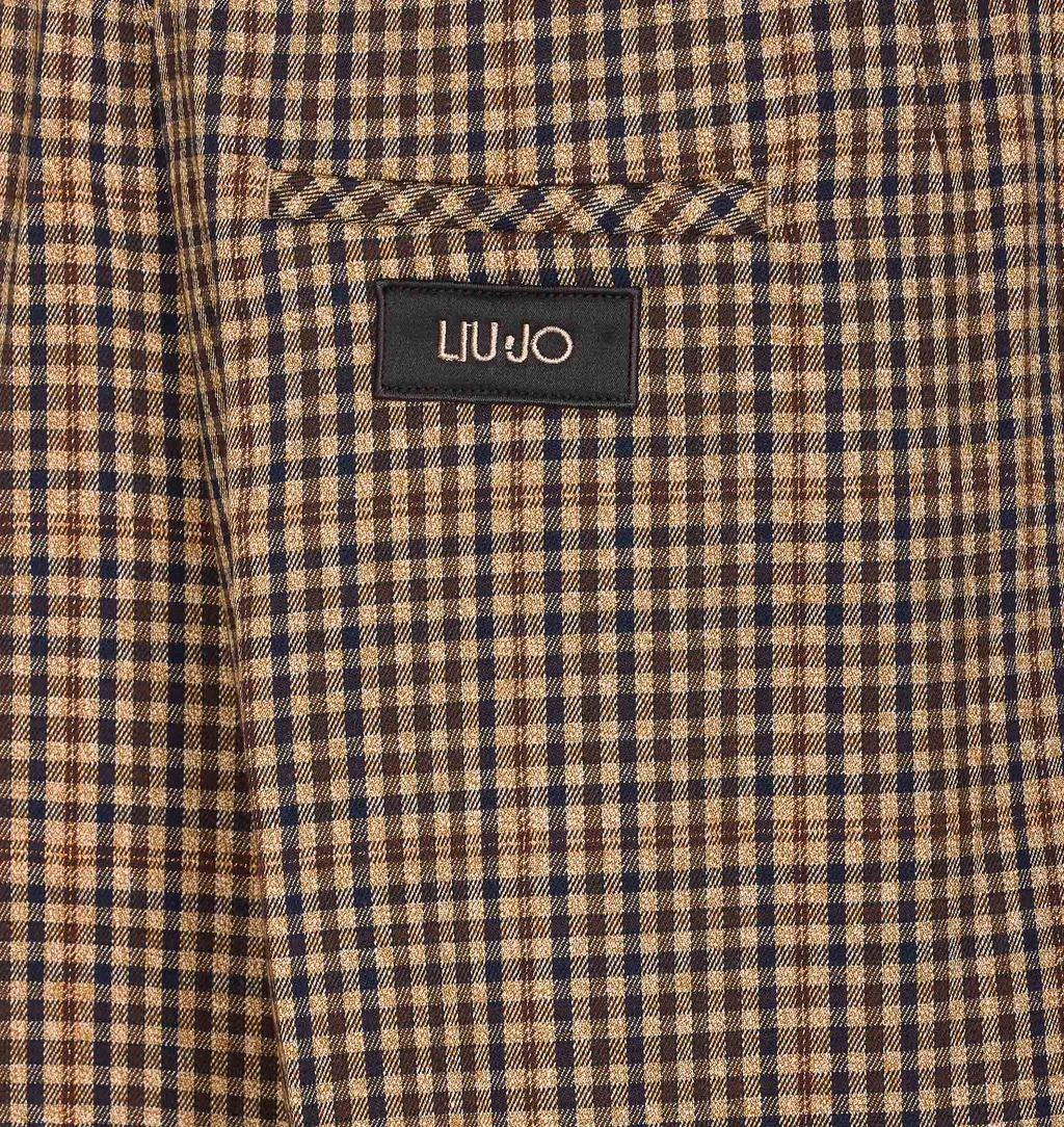 Gingham-Check Elasticated Waistband Trousers