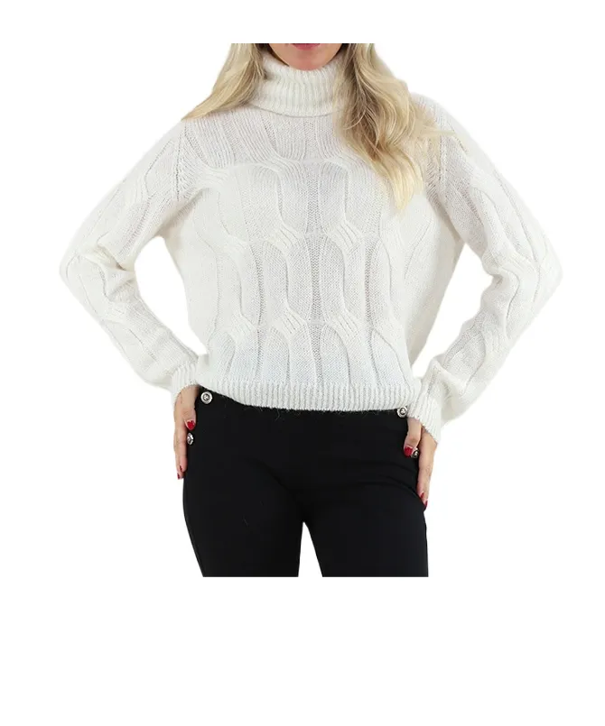 Cable-Knit Roll-Neck Sweater
