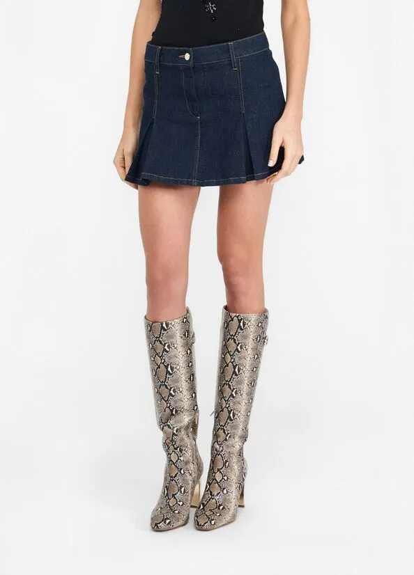 Ruffle Detail Denim Mini Skirt