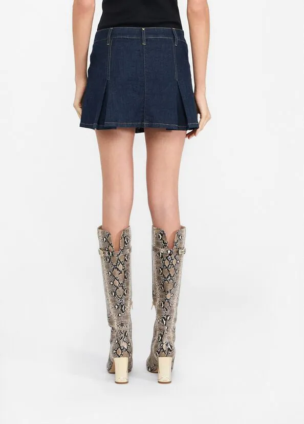 Ruffle Detail Denim Mini Skirt