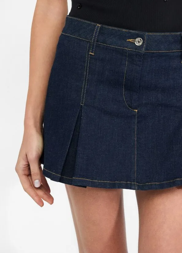 Ruffle Detail Denim Mini Skirt