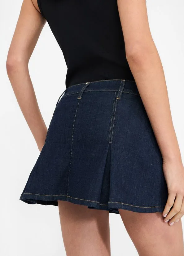 Ruffle Detail Denim Mini Skirt