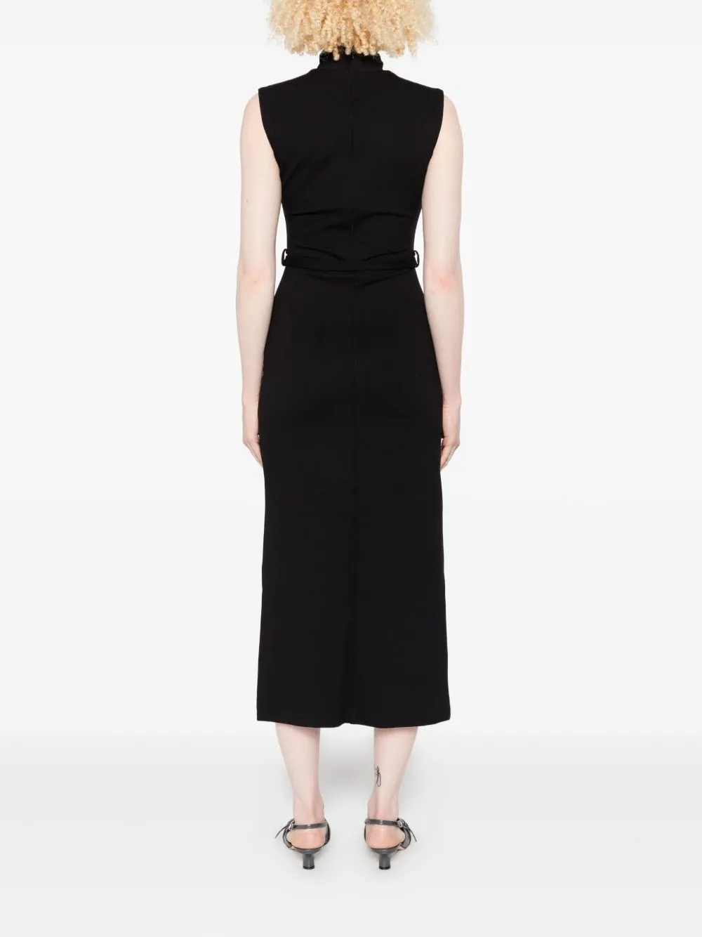 Key-Hole Belted Midi Dress