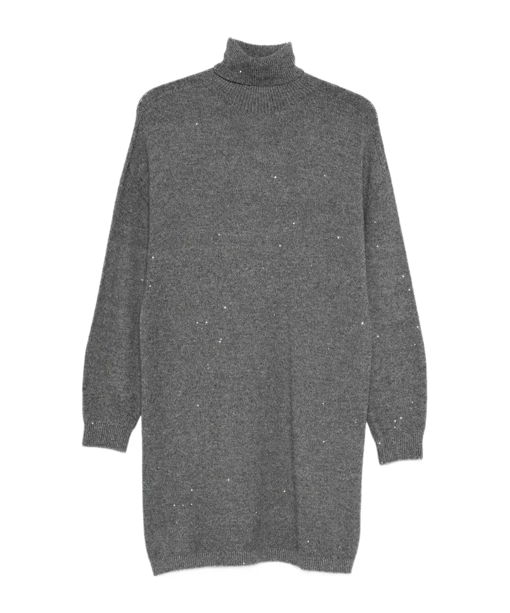 Embellished Turtleneck Knit Dress