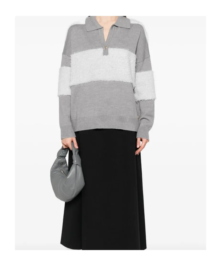 Striped Polo-Neck Sweater