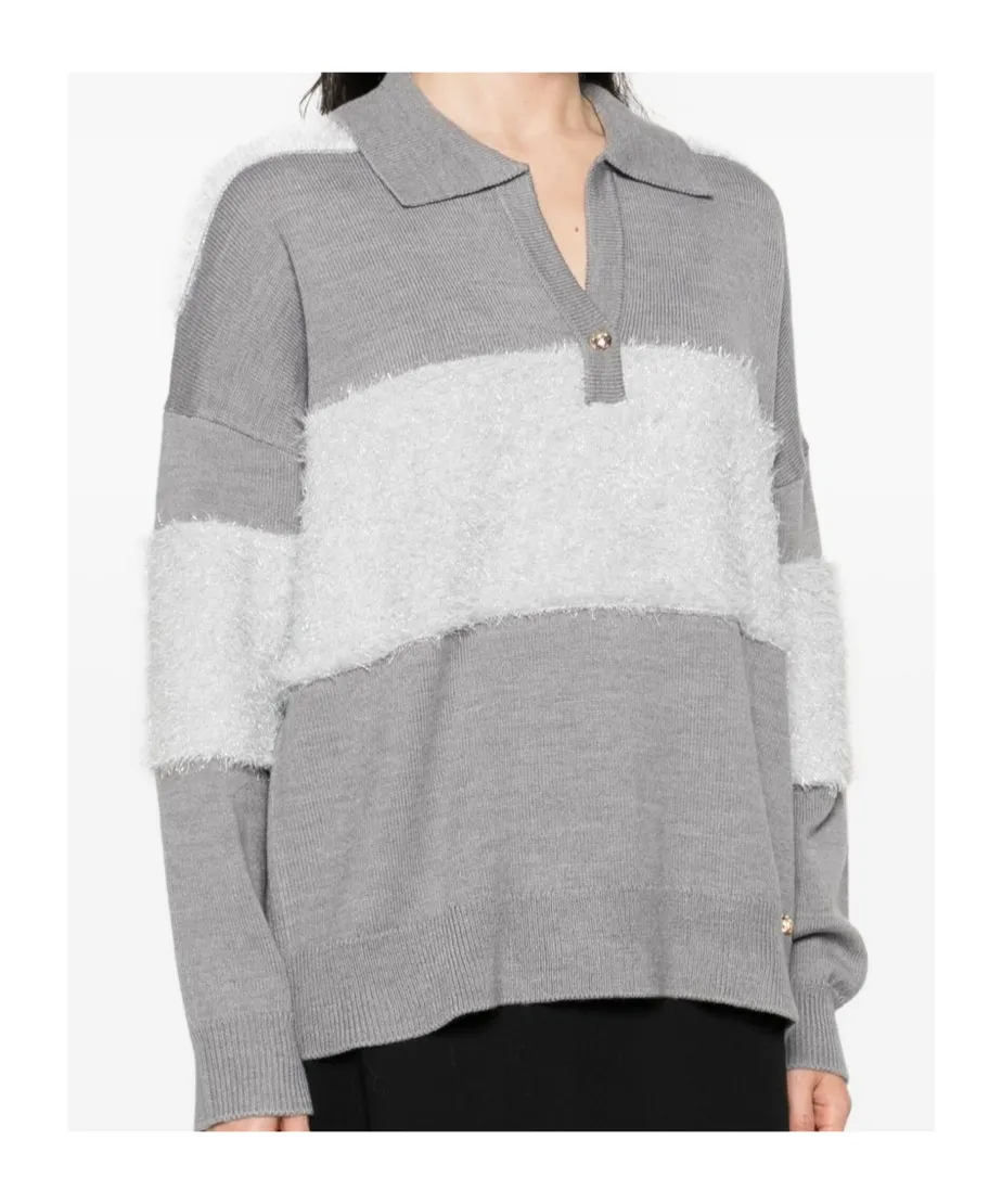 Striped Polo-Neck Sweater