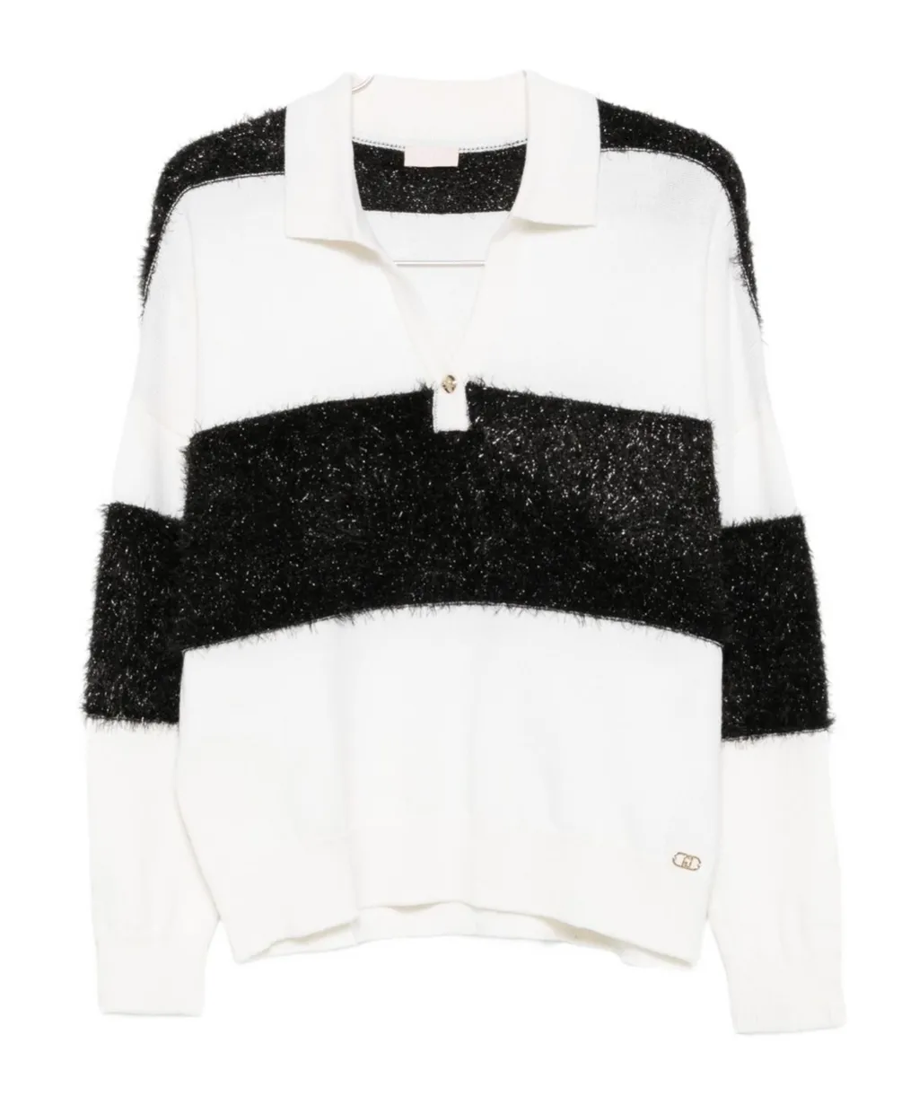 Polo-Neck Sweater With Stripe Detail