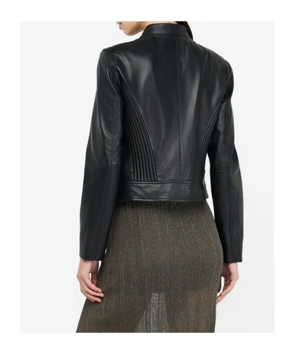 Zippered Leather Biker Jacket