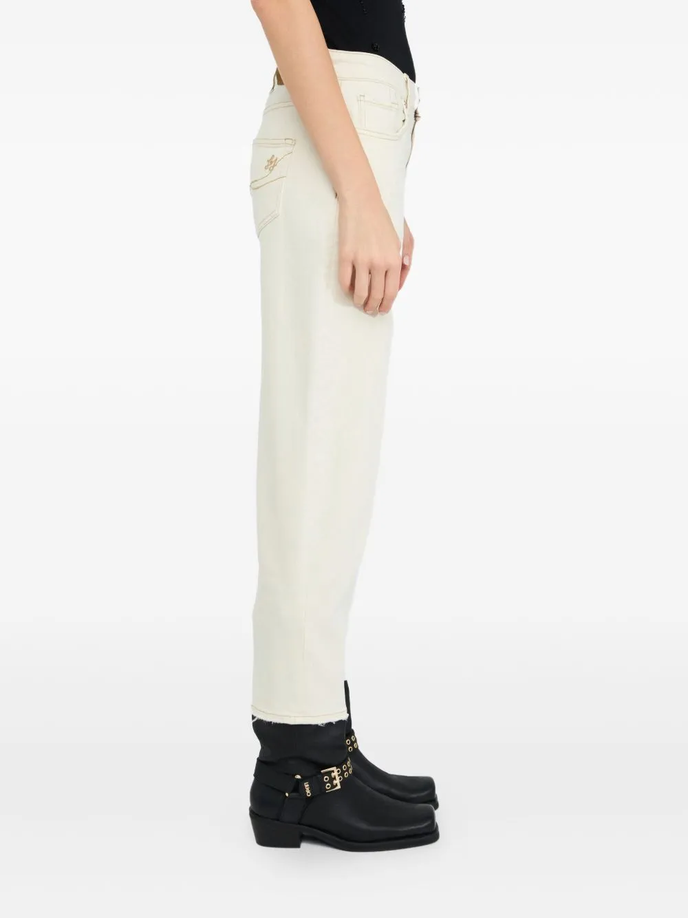 Straight Leg Logo Patch Jeans