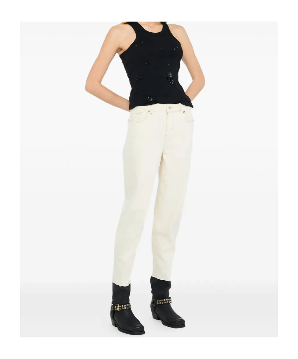 Straight Leg Logo Patch Jeans