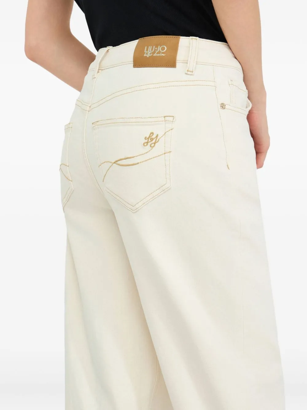 Straight Leg Logo Patch Jeans