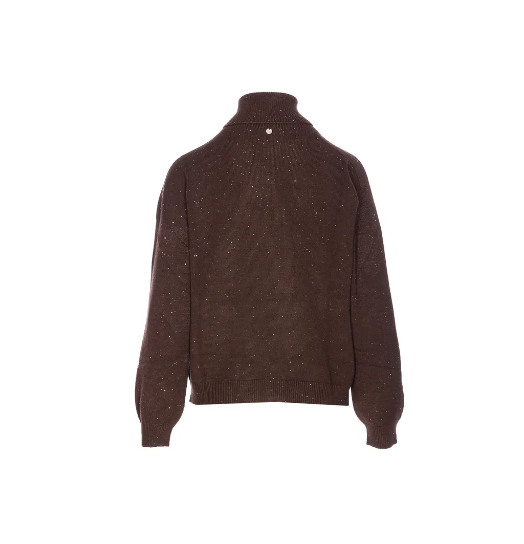 Roll-Neck Sequin-Embellished Sweater