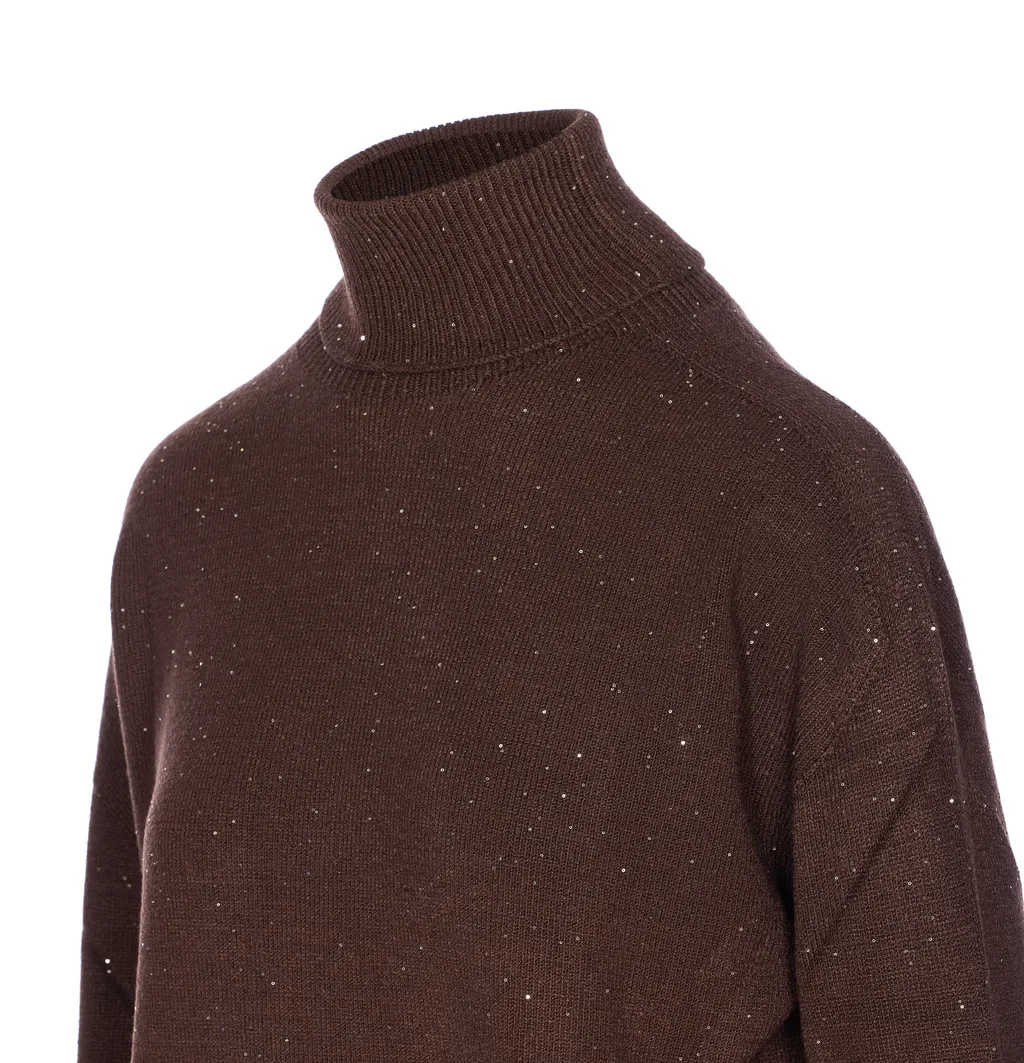 Roll-Neck Sequin-Embellished Sweater