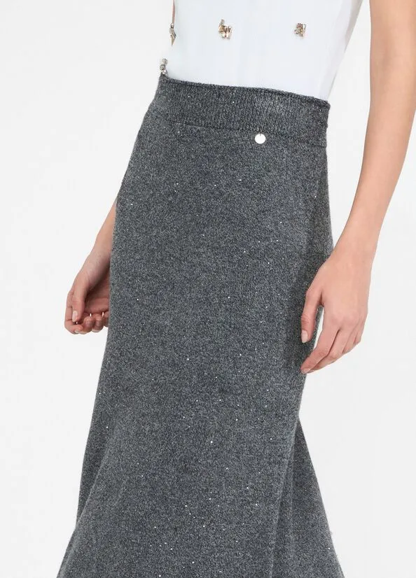 Sequin Embellished Midi Skirt