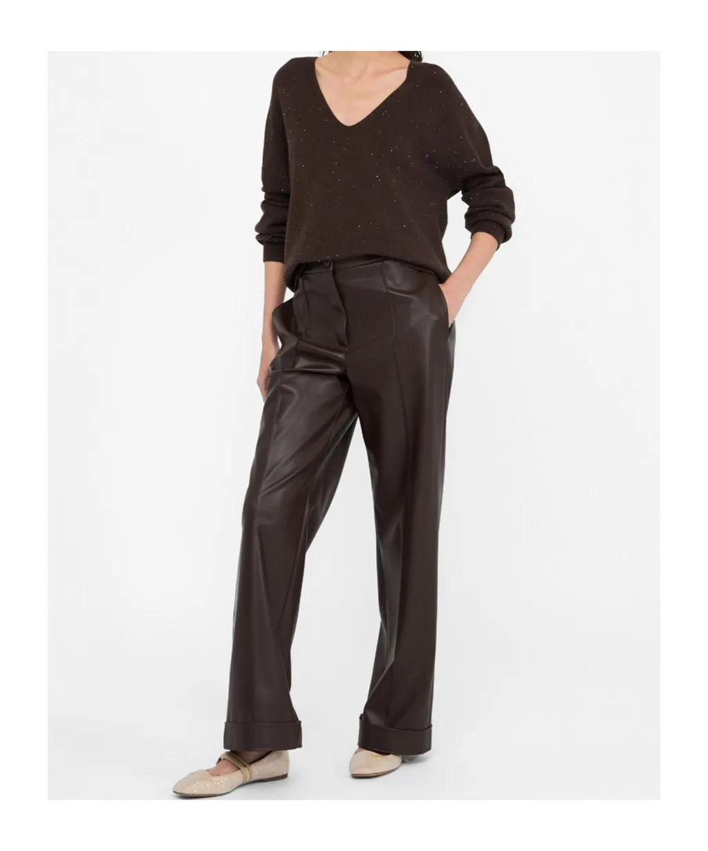 Glitter-Embellished V-Neck Sweater