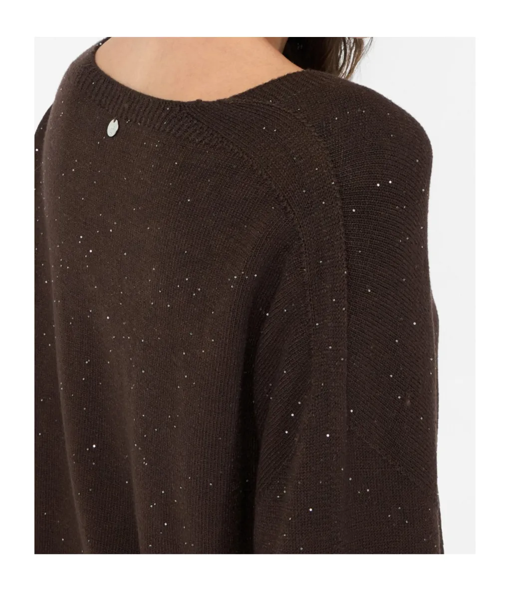Glitter-Embellished V-Neck Sweater